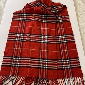 Beautiful Red Tartan Plaid Cashmere Scarf Made in Scotland